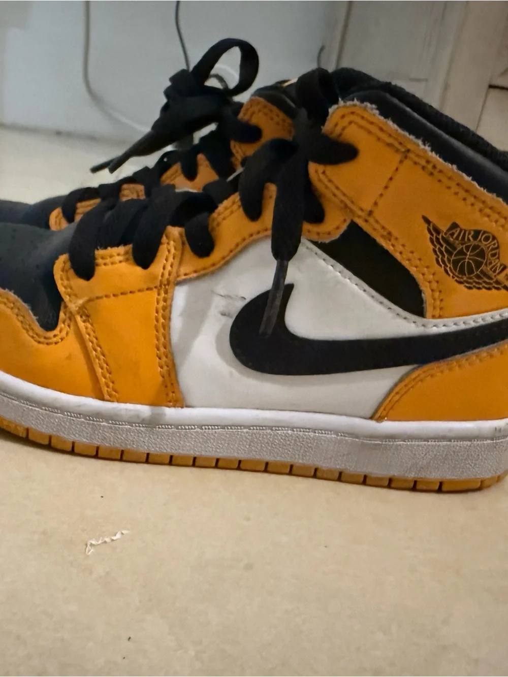 Nike Jordan Kids' High-Top Sneakers in Yellow, Black & White